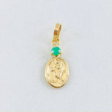 Dije Virgen del Carmen Ovalo Esmeralda 5pts 0.45gr / 1.8cm / Oro Amarillo 18K ©