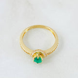 Anillo Solitario Perfil Ondulado Esmeralda 34pts 2.8gr / T8 / Oro Amarillo 18K ©