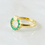 Anillo Aro Corazón Esmeraldas 30pts 3.35gr / T7 1/4 / Oro Amarillo 18K ©