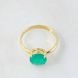 Anillo Solitario Canasta Circular Esmeralda 1.9 Qts 2.15gr / T6 1/2 / Oro Amarillo 18K ©