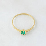 Anillo Solitario Liso Seis Garras Esmeralda 35pts 1.35gr / T9 / Oro Amarillo 18K ©