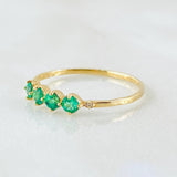 Anillo Cuarteto de Puntos Esmeraldas 22pts Diamantes 6pts 1.15gr / T7 1/4 / Oro Amarillo 18K ©