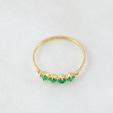 Anillo Cuarteto de Puntos Esmeraldas 22pts Diamantes 6pts 1.15gr / T7 1/4 / Oro Amarillo 18K ©