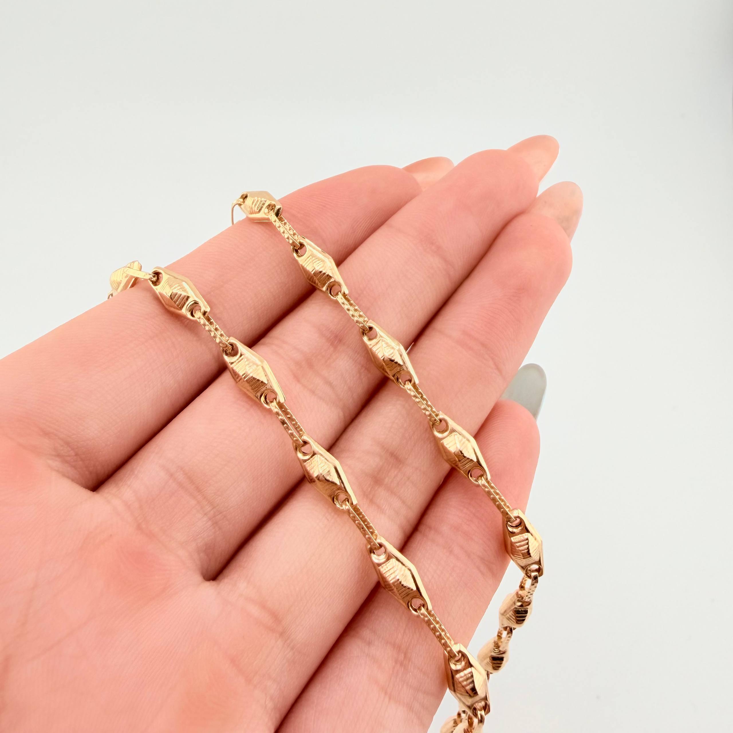 Cadena Rustica Rombo Abultado 11.6gr / 60cm / 4.5mm Oro Amarillo 18K