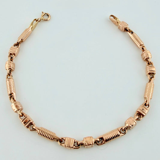 Pulso Rustico Barril Rayado 5.05gr / 17.5cm / 3.7mm Oro Rosa 18K