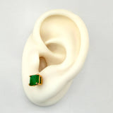 Topos Rectangulo Bloqueado Esmeraldas 3.3 Qts 2.5gr / 6mm Oro Amarillo 18K *