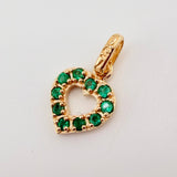 Dije Corazon Borde Grueso Esmeraldas 18pts 1.4gr / 1.7cm / Oro Amarillo 18K ©