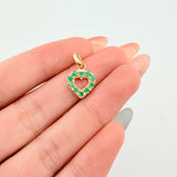 Dije Corazon Borde Grueso Esmeraldas 18pts 1.4gr / 1.7cm / Oro Amarillo 18K ©