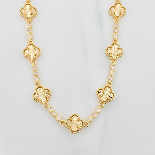 Cadena Halo Trebol Diamantado 28.2g / 50cm / 9.36mm Oro Amarillo 18K