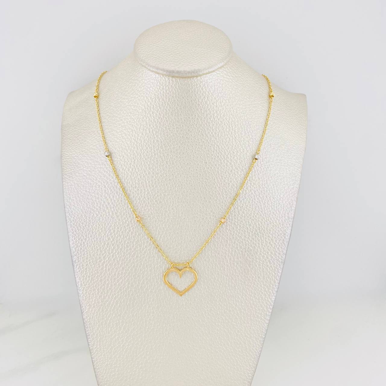 Cadena Aro Seguido Corazon 4.1g / 45cm / 1.32mm Tres Oros 18K