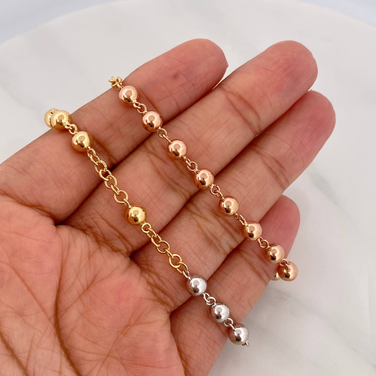 Rosario Virgen Milagrosa 24g / 60cm / 5mm Tres Oros 18K