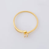 Anillo Solitario Brazo Pave 1.1g / T7 1/4 Oro Amarillo 18K