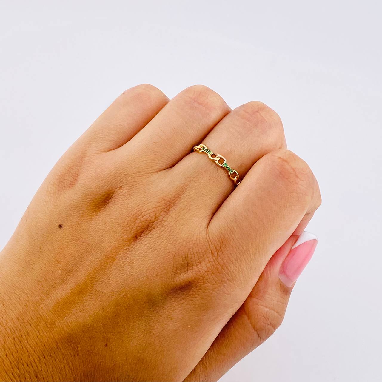 Anillo Eslabones Intercaladas 1g / T7 1/4 Oro Amarillo 18K