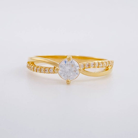 Anillo Solitario Entrelazado 2.4g / T7 Oro Amarillo 18K