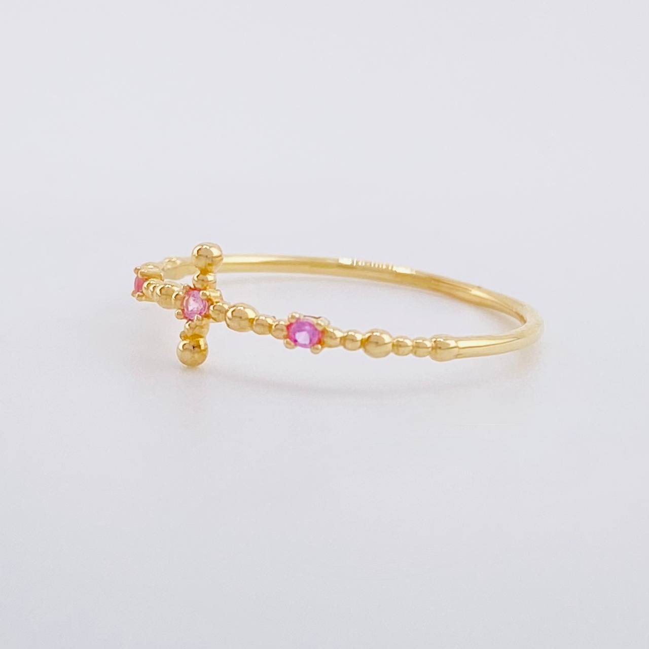 Anillo Cruz de Esferas 0.7g / T6 1/2 Oro Amarillo 18K