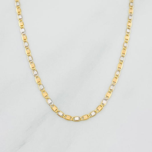 Cadena Escalera Plana 2.3g / 60cm / 1.42mm Dos Oros Amarillo Blanco 18K