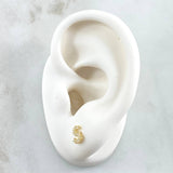 Topos Letra S 0.7gr / 6mm Circones Blancos Oro Amarillo 18K *