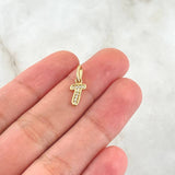 Dije Letra T Silueta 0.5gr / 1.6cm / Circones Blancos Oro Amarillo 18K *