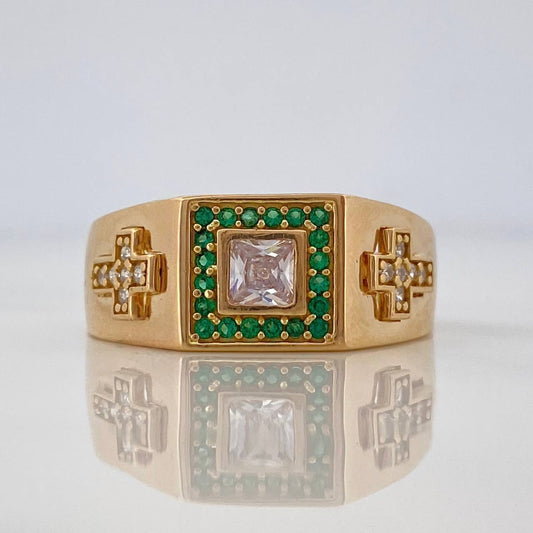 Anillo Cuadro Cruces 6.5 g / T11 Oro Amarillo 18K