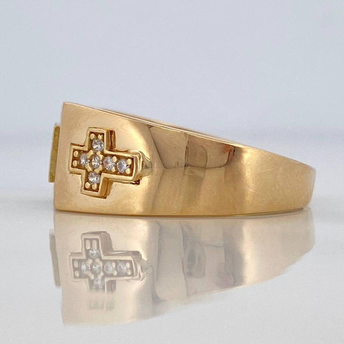 Anillo Cuadro Cruces 6.5 g / T11 Oro Amarillo 18K