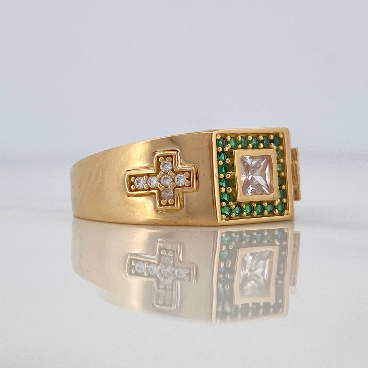 Anillo Cuadro Cruces 6.5 g / T11 Oro Amarillo 18K