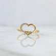Anillo Corazón Medio Basteado 1.4gr / T7 1/4 / Silueta Circones Blancos Oro Amarillo 18K