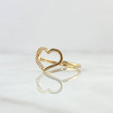 Anillo Corazón Medio Basteado 1.4gr / T7 1/4 / Silueta Circones Blancos Oro Amarillo 18K
