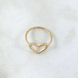 Anillo Corazón Medio Basteado 1.4gr / T7 1/4 / Silueta Circones Blancos Oro Amarillo 18K