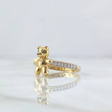 Anillo Oso En Media Churumbela 2.35gr / T5 3/4 / Circones Blancos Verdes Oro Amarillo 18K