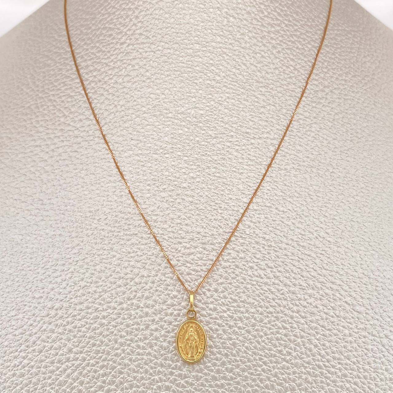 Set Cadena y Dije Veneciana + Virgen Milagrosa 1.3gr / 45.2cm / Dos Oros Amarillo Rosa 18K (Oferta) %