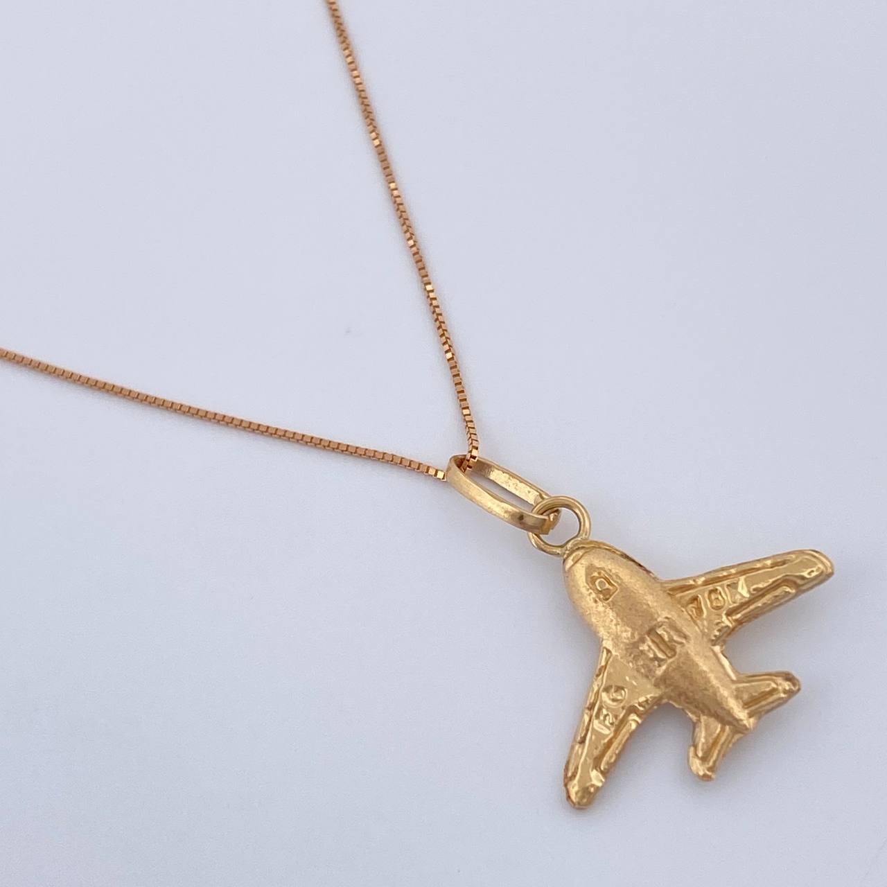 Set Cadena y Dije Veneciana + Avion 1.45gr / 45.2cm / Dos Oros Amarillo Rosa 18K (Oferta) %