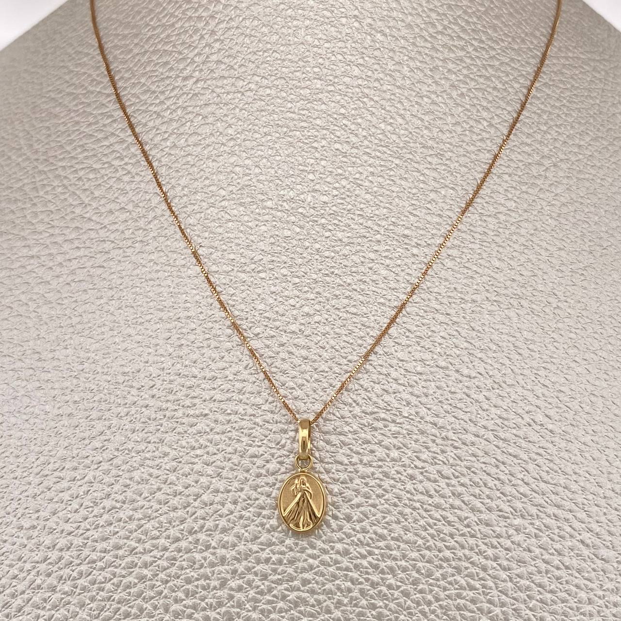 Set Cadena y Dije Veneciana + Jesus de la Misericordia 1.3gr / 45.2cm / Dos Oros Amarillo Rosa  18K (Oferta) %