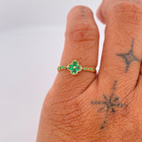 Anillo Trebol Tupido Esmeraldas 50pts 1.65gr / T6 1/4 / Oro Amarillo 18K &