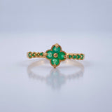 Anillo Trebol Tupido Esmeraldas 50pts 1.65gr / T6 1/4 / Oro Amarillo 18K &