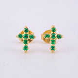 Topos Cruz Esmeraldas 18pts 1.15gr / Oro Amarillo 18K &