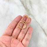 Candongas Ovalo 4.15gr / 2.1cm / Carril Unico Circones Blancos Oro Amarillo