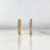 Candongas Ovalo 4.1gr / 2.1cm / Carril Unico Circones Blancos Oro Amarillo