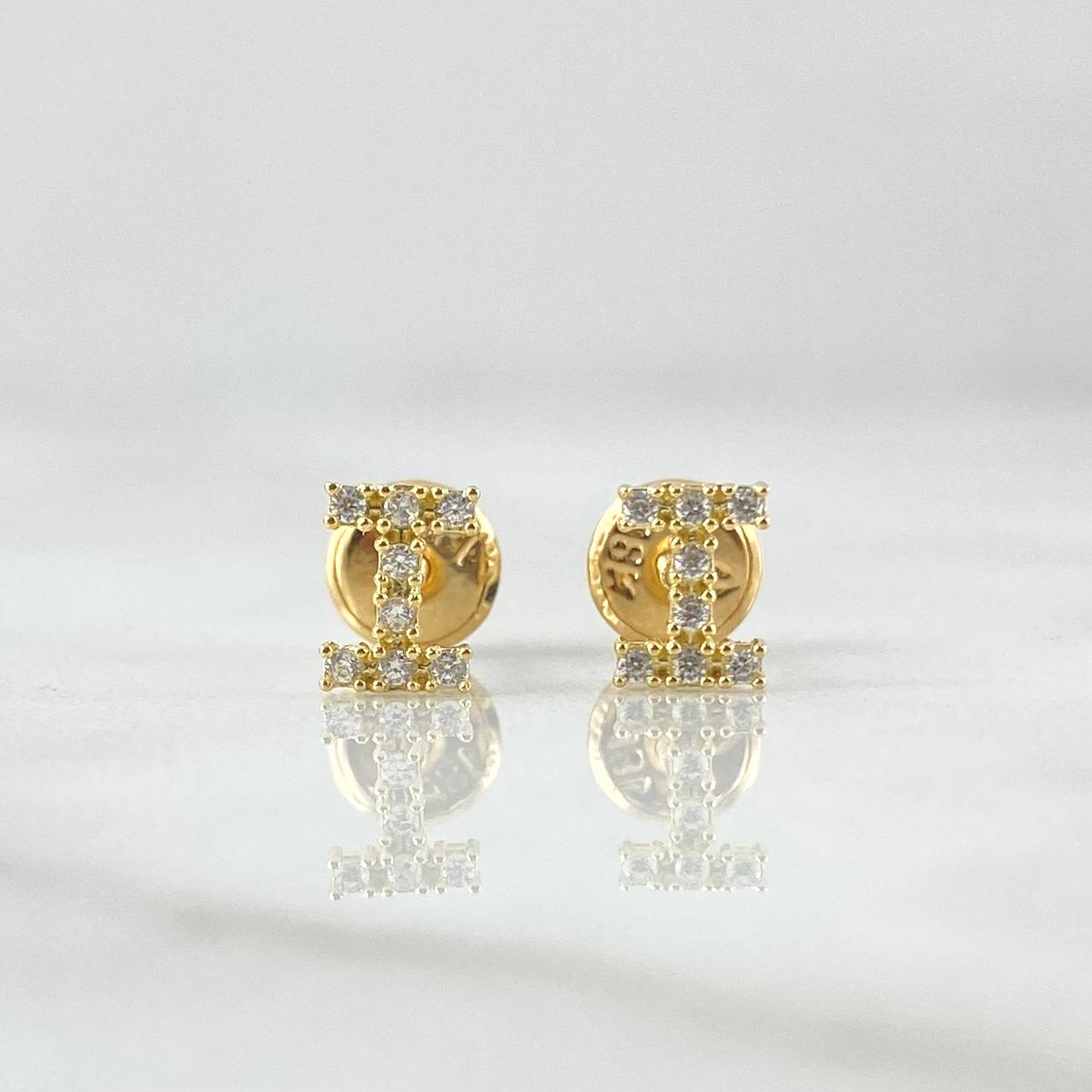 Topos Letra I 0.65gr / 6mm Circones Blancos Oro Amarillo 18K *