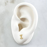 Topos Letra I 0.65gr / 6mm Circones Blancos Oro Amarillo 18K *