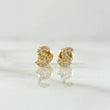 Topos Letra S 0.7gr / 6mm Circones Blancos Oro Amarillo 18K *