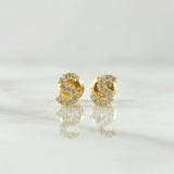 Topos Letra S 0.7gr / 6mm Circones Blancos Oro Amarillo 18K *