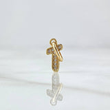 Dije Letra T Silueta 0.5gr / 1.6cm / Circones Blancos Oro Amarillo 18K *