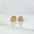 Topos Corazón  0.9gr / 6mm Circones Blancos Oro Amarillo 18K *