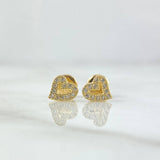 Topos Corazón  0.9gr / 6mm Circones Blancos Oro Amarillo 18K *