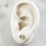 Topos Flor Tupida Esmeraldas 60pts - Diamantes 30pts 1.7gr / Oro 18K