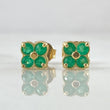 Topos Flor Cuatro Petalos Esmeraldas 60pts 1.6gr / Oro 18K