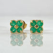 Topos Flor Cuatro Petalos Esmeraldas 42pts 1.5gr / Oro 18K