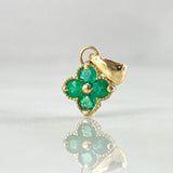 Dije Flor Cuatro Petalos Esmeraldas 18pts 0.65gr / 1.2cm / Oro 18K
