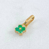 Dije Flor Cuatro Petalos Esmeraldas 13pts 0.6gr / 1.2cm / Oro 18K