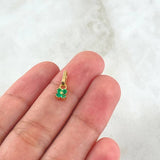 Dije Flor Cuatro Petalos Esmeraldas 13pts 0.6gr / 1.2cm / Oro 18K